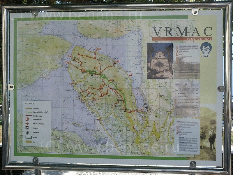 Карта пеших туристических маршрутов по полуострову Врмац