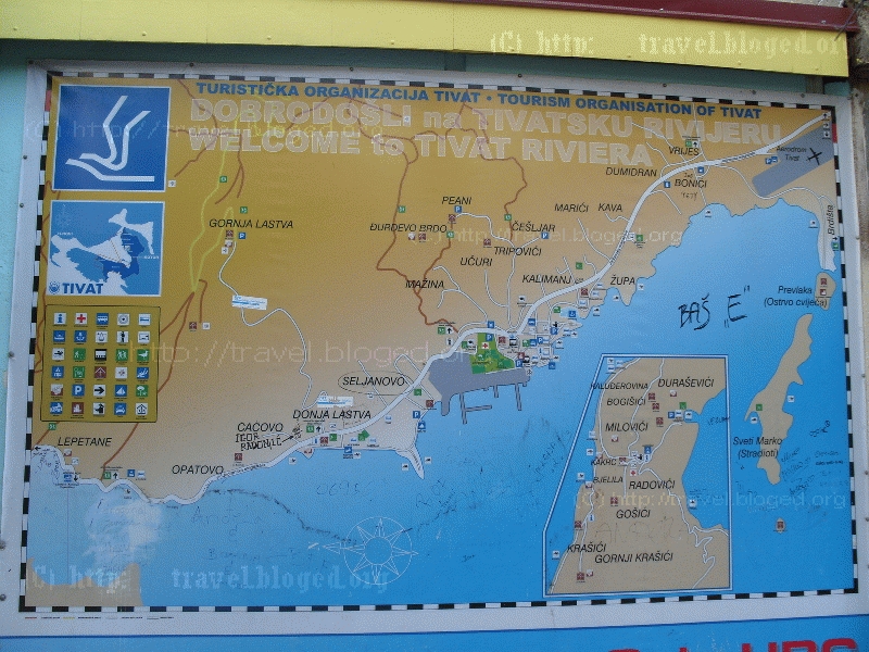 Карта Тиватской Ривьеры